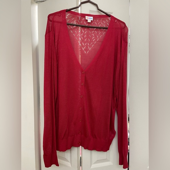 Lularoe NWT Cheryl red sweater 3XL heart design on back - Picture 7 of 7